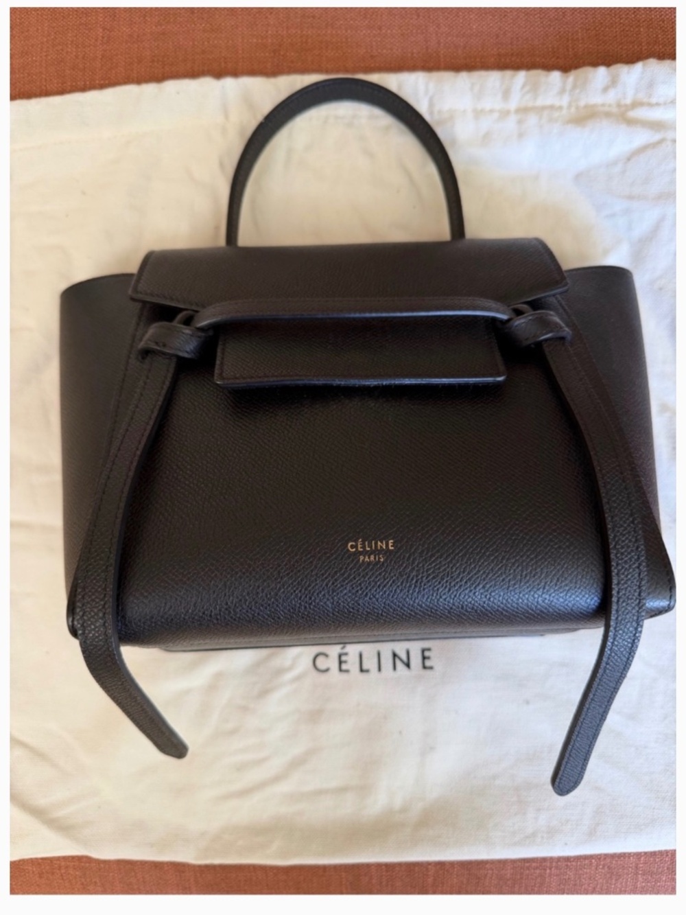 Celine Nano Belt Bag, Black Pebbled Leather